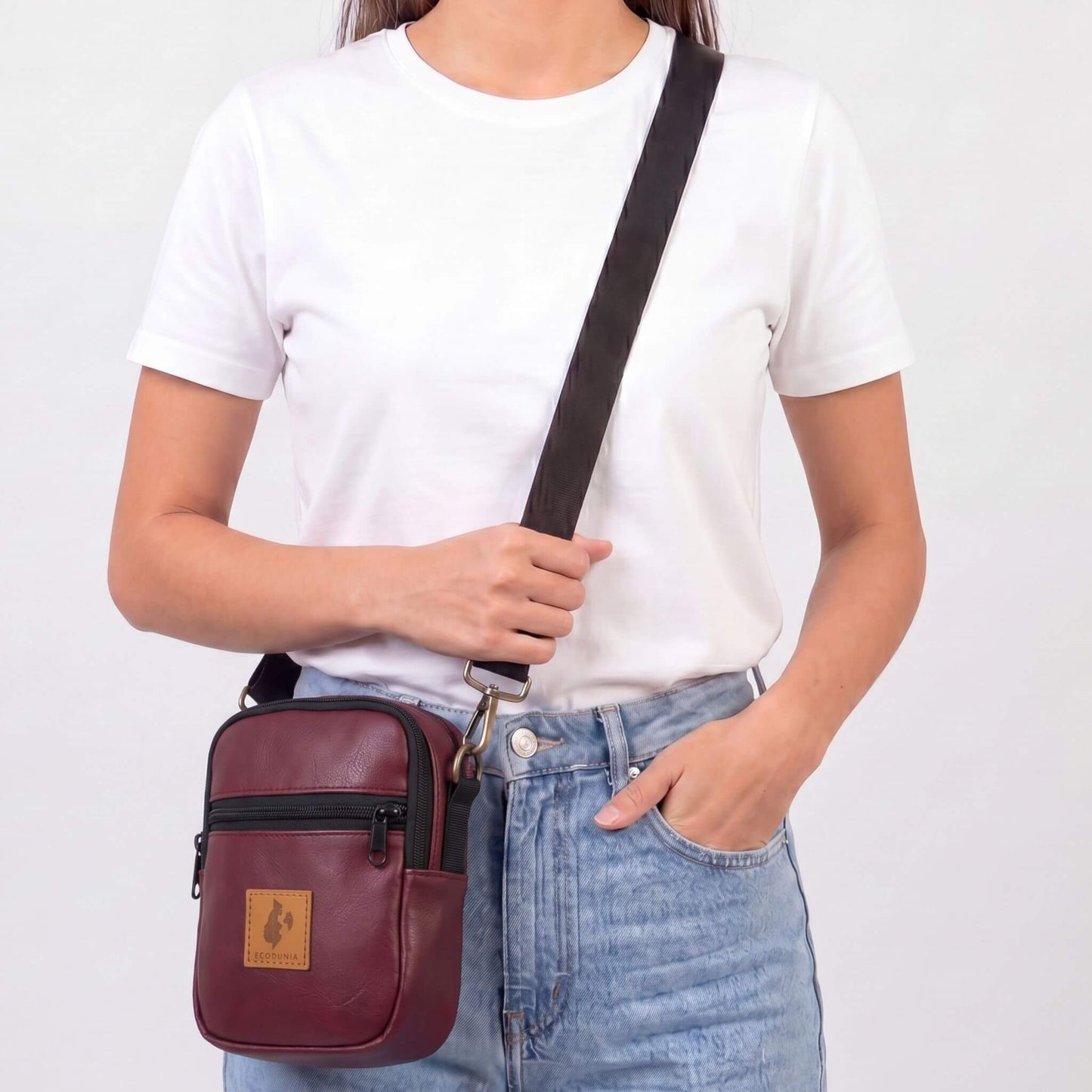 Rozi Vegan Leather Crossbody Bag 1L #color_maroon