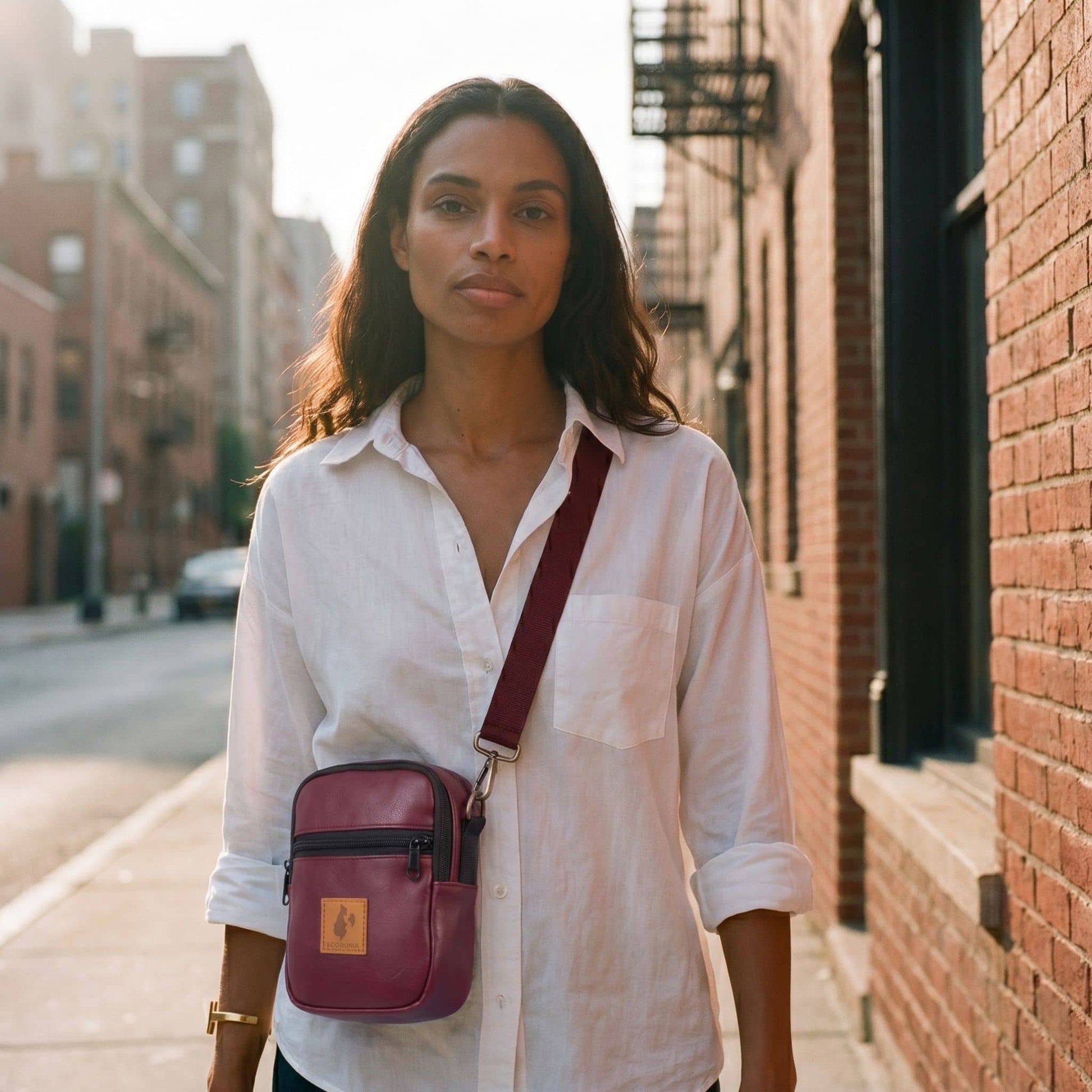 Rozi Vegan Leather Crossbody Bag 1L #color_maroon