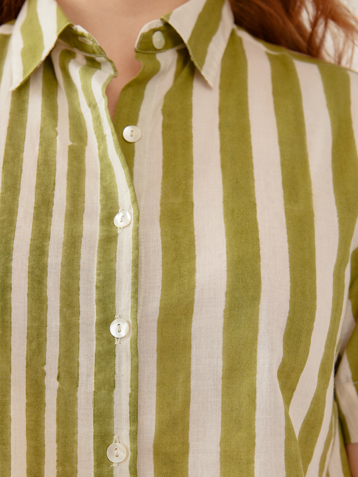 Benji Button Down Shirt - Green Stripe