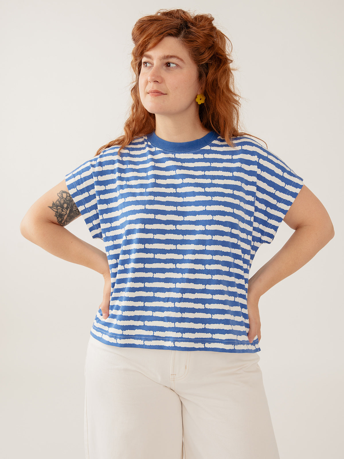 Caitlin Top - Cobalt Split Stripe