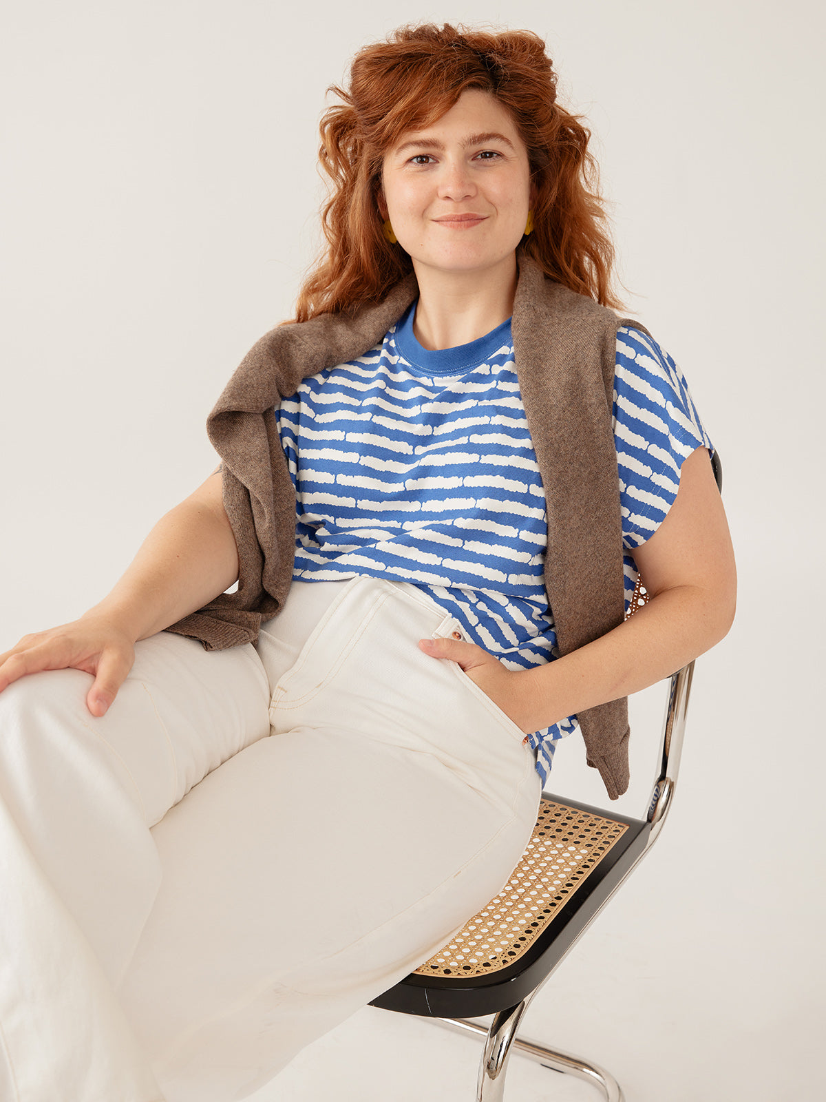 Caitlin Top - Cobalt Split Stripe