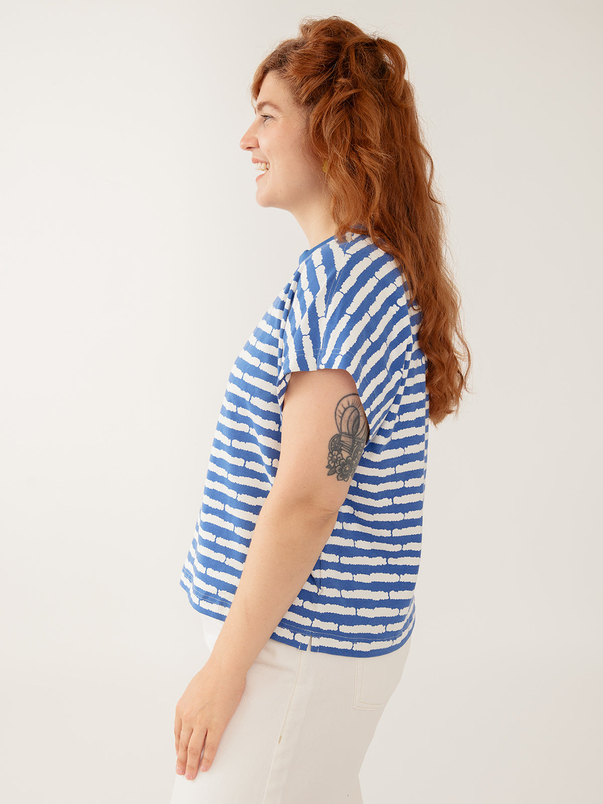 Caitlin Top - Cobalt Split Stripe