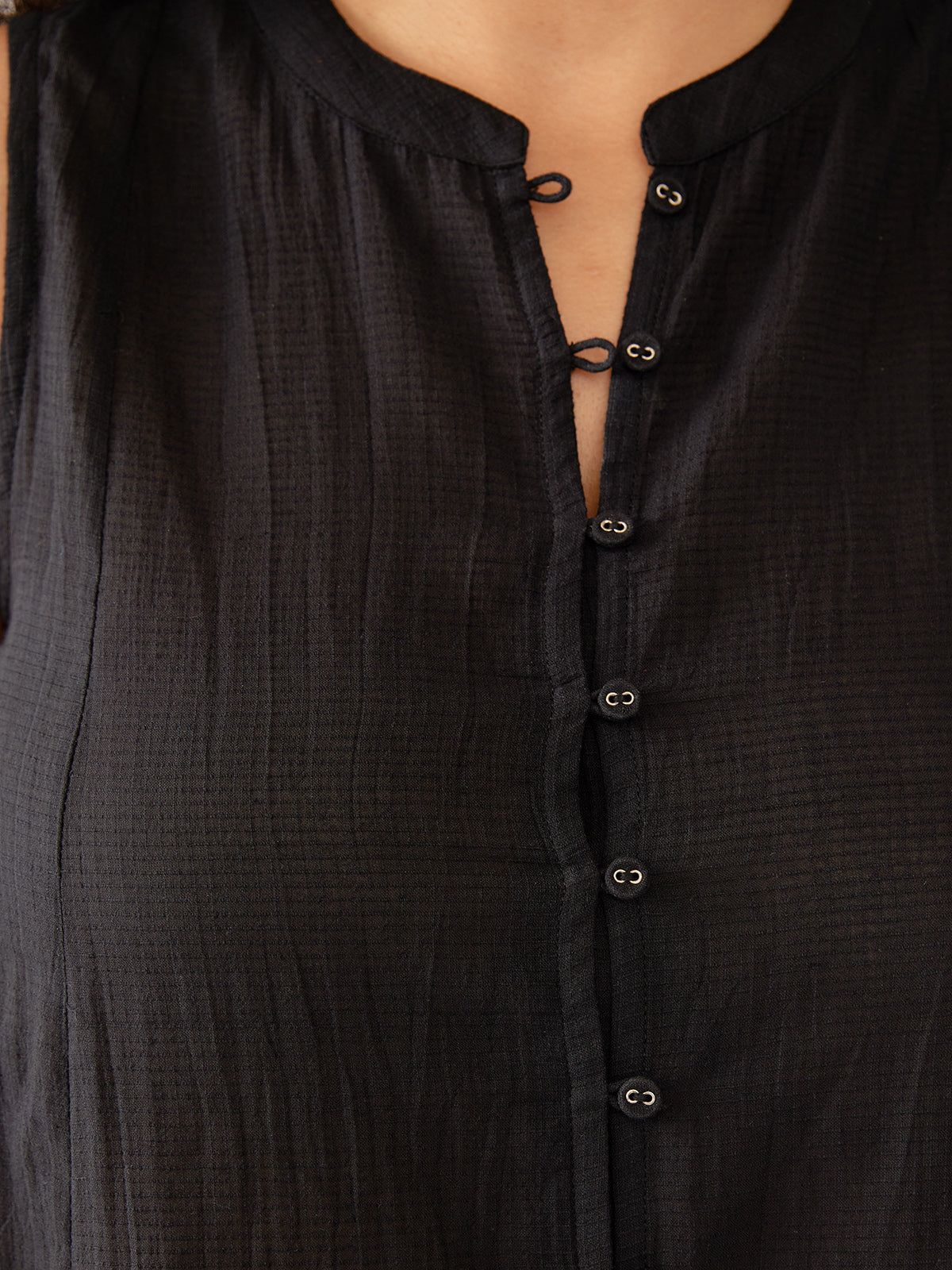Chloe Top - Black Textured Check