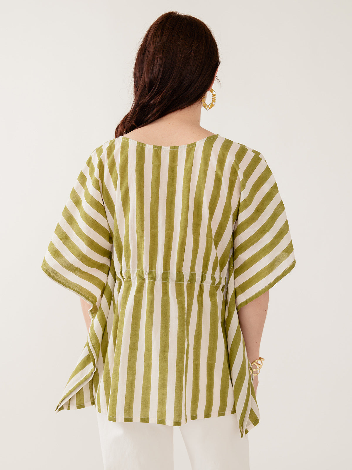 Darcey Kaftan Top - Green Stripe