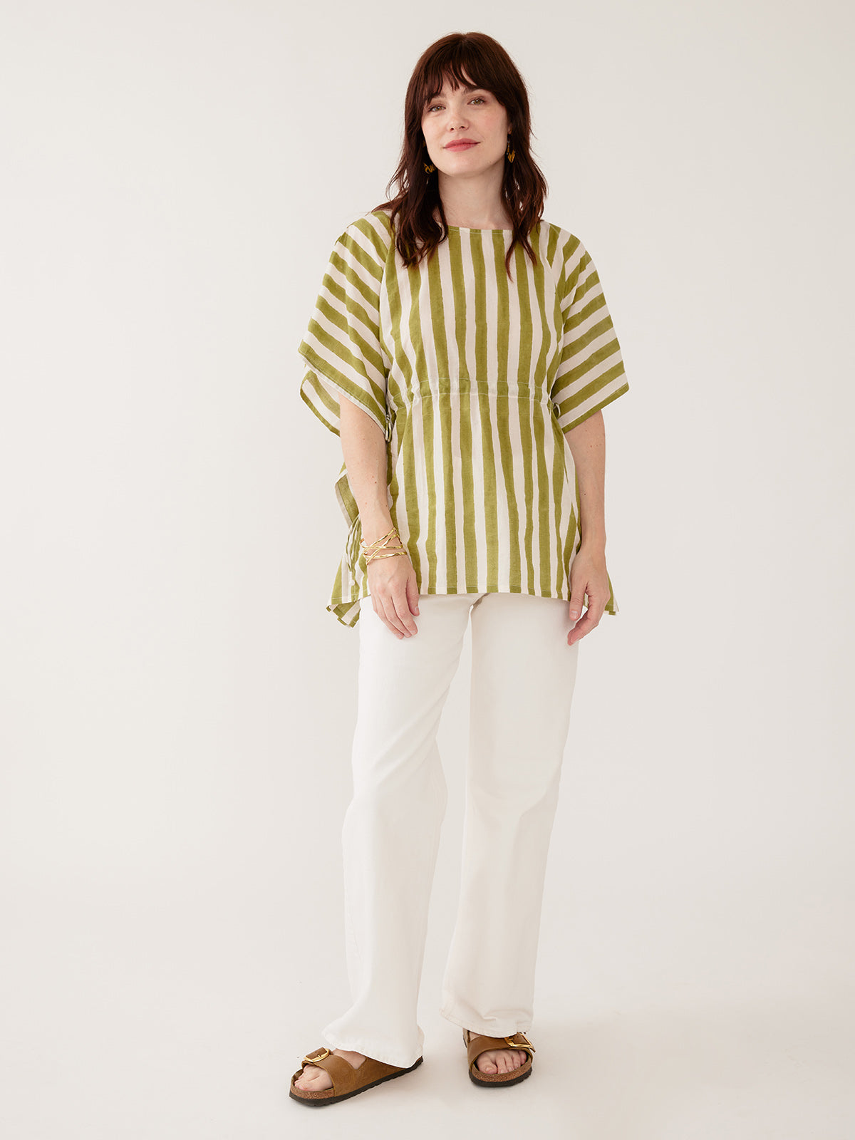 Darcey Kaftan Top - Green Stripe