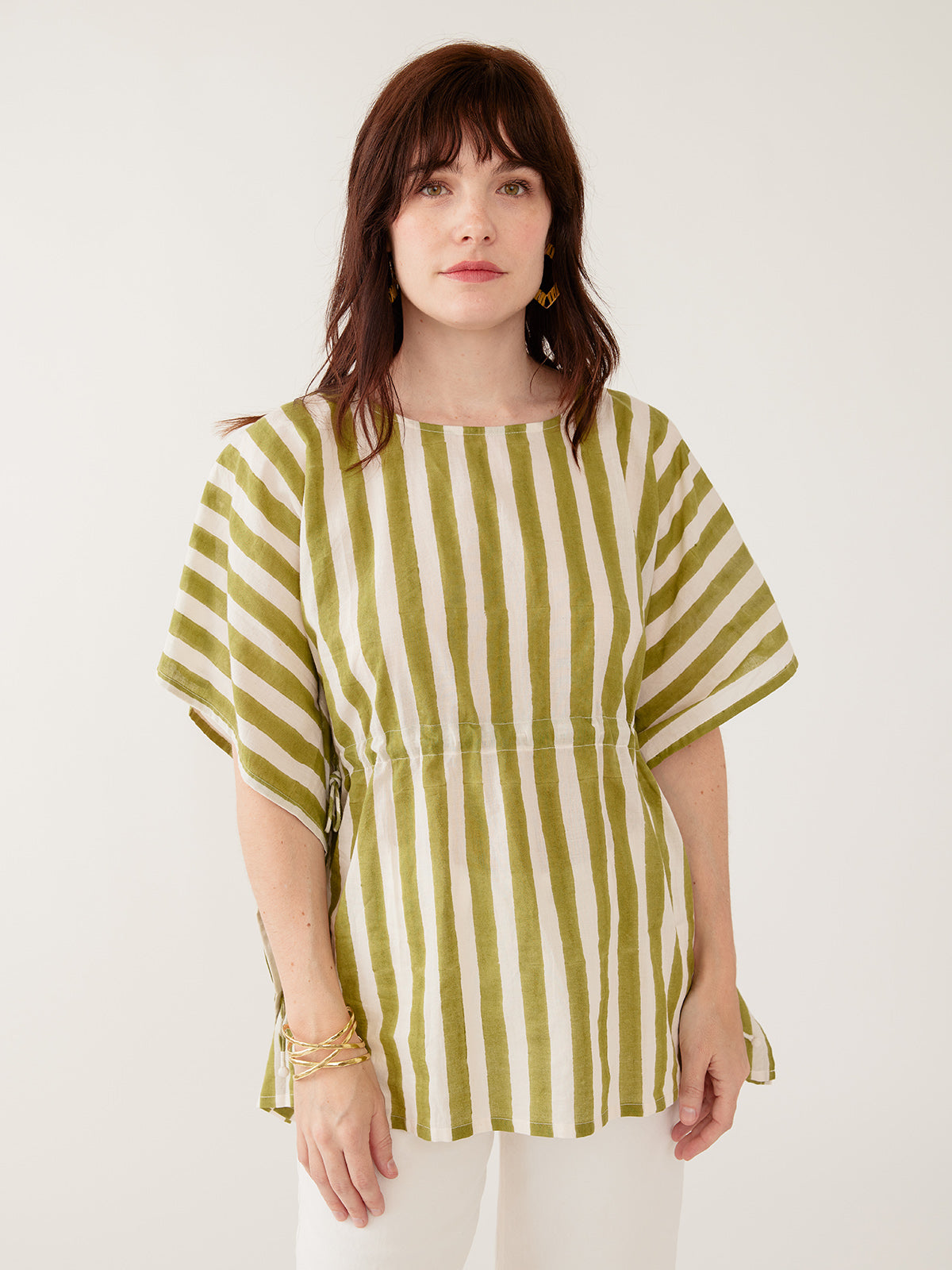 Darcey Kaftan Top - Green Stripe