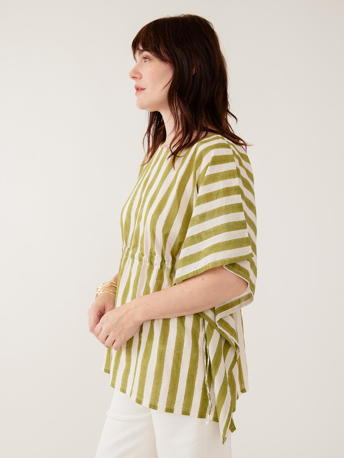 Darcey Kaftan Top - Green Stripe