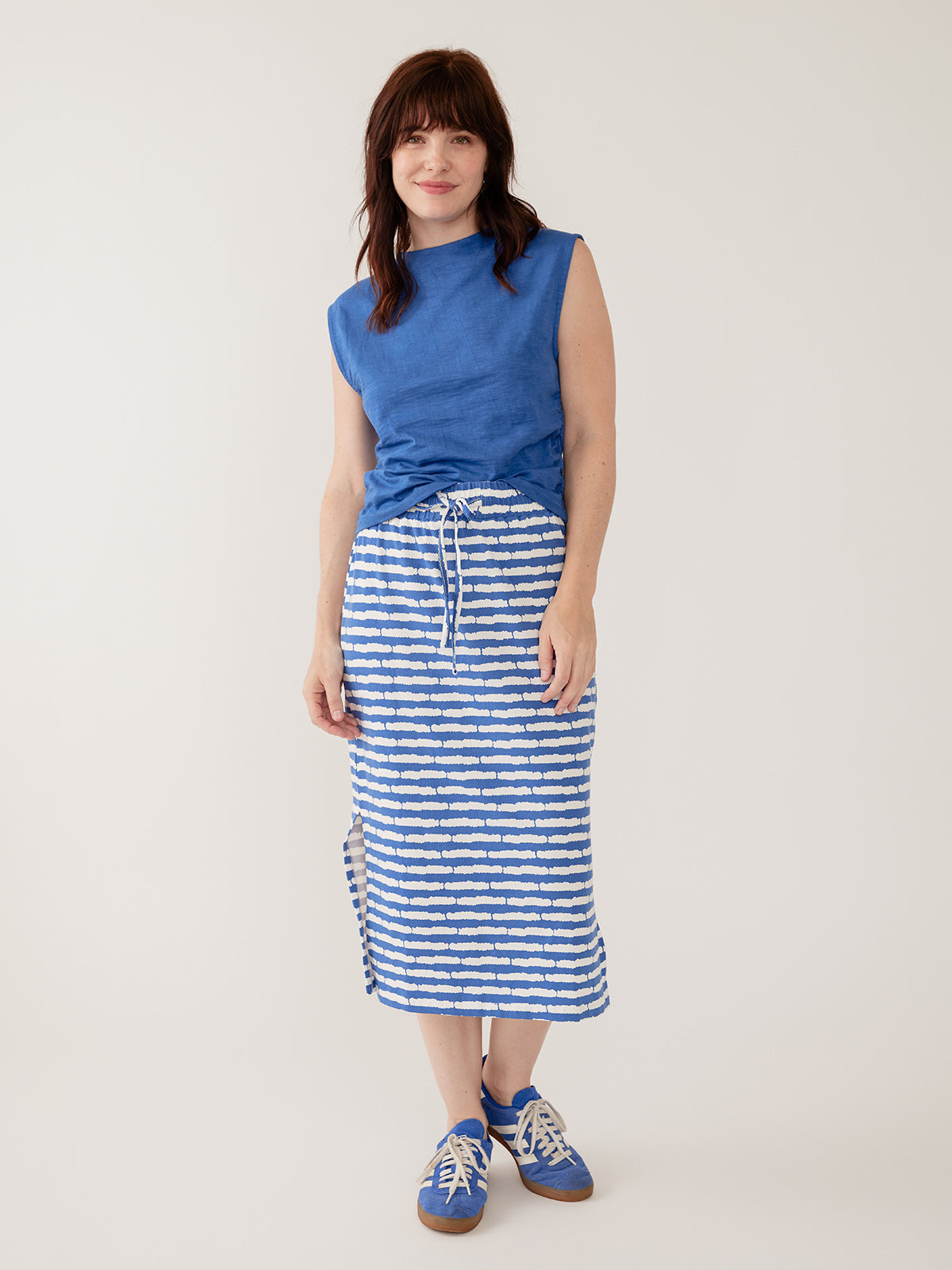 Isla Skirt - Cobalt Split Stripe