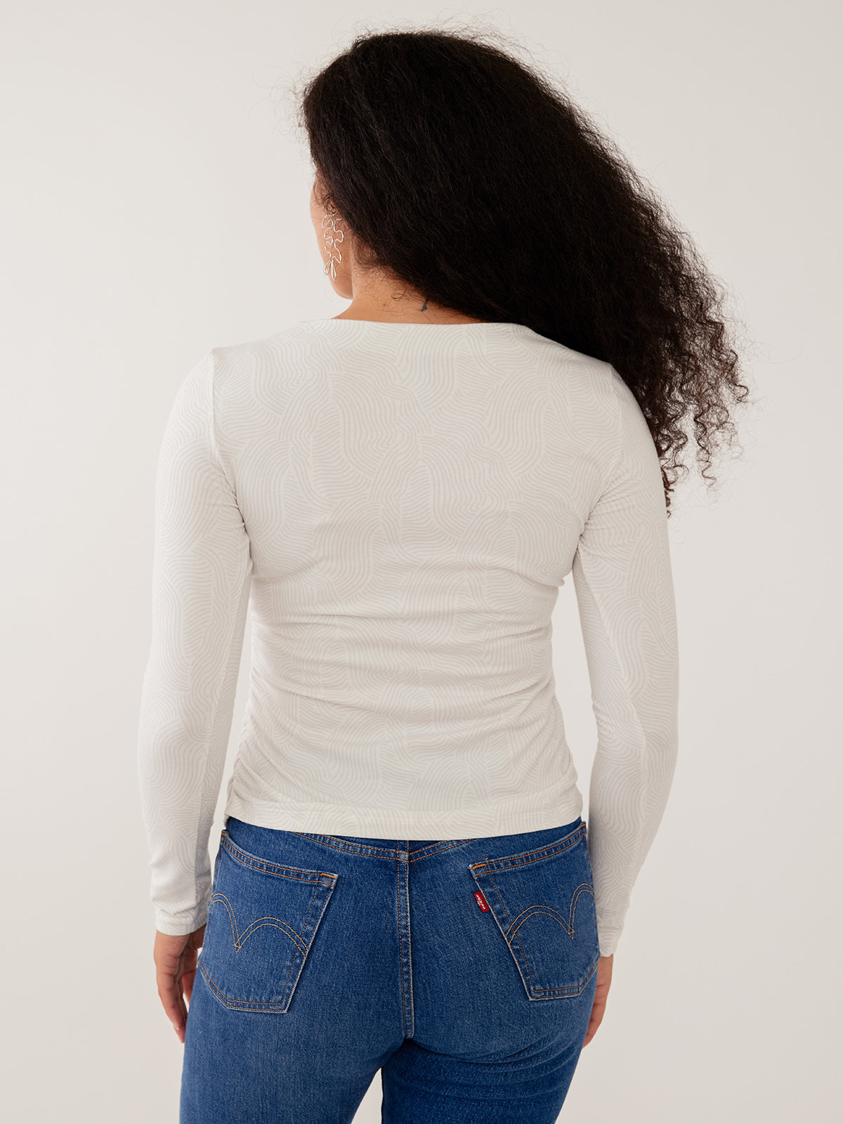 Jane Long Sleeve Top - White Waves Jersey