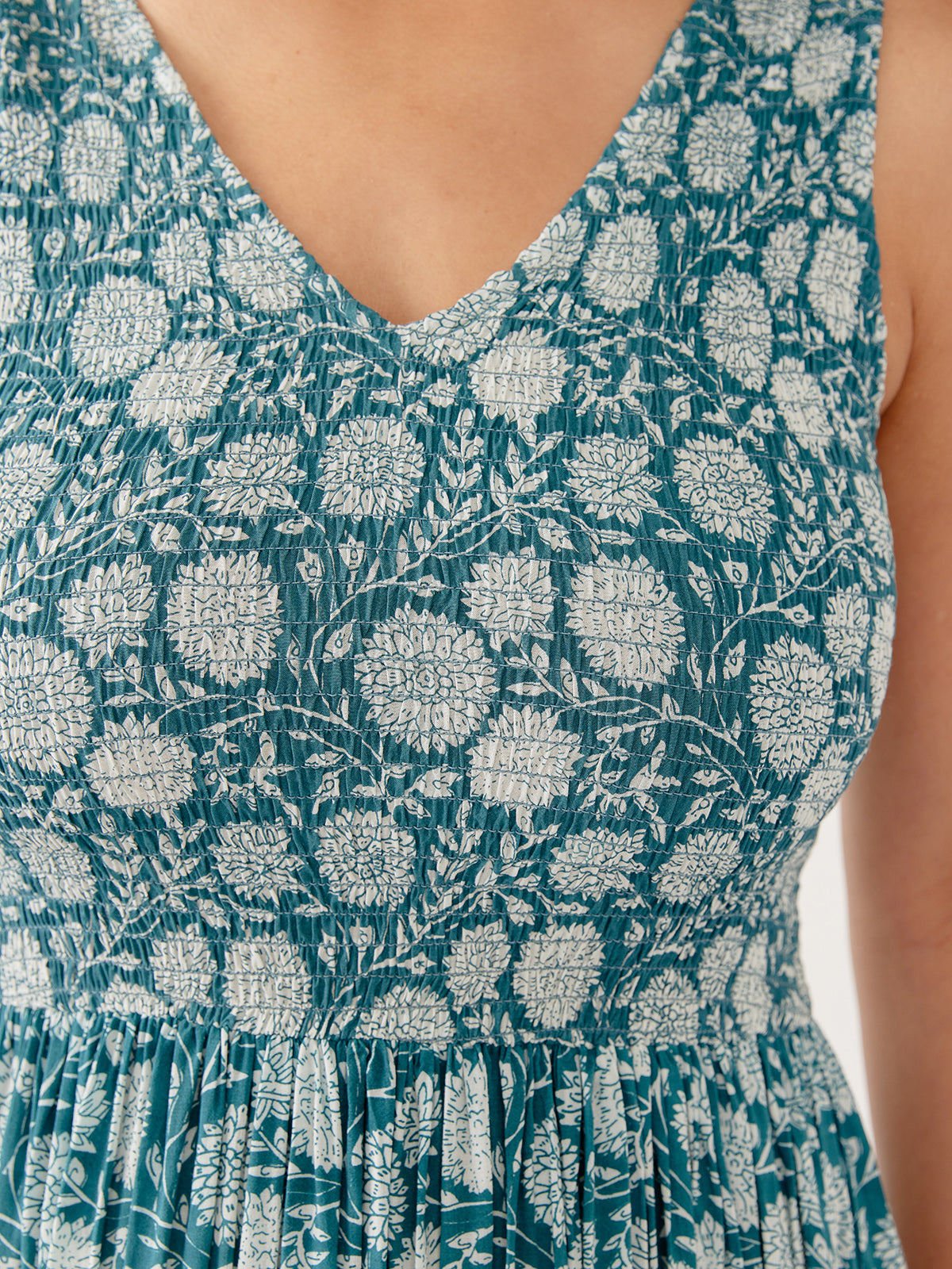 Lily V-Neck Sleeveless Dress - Teal Modal