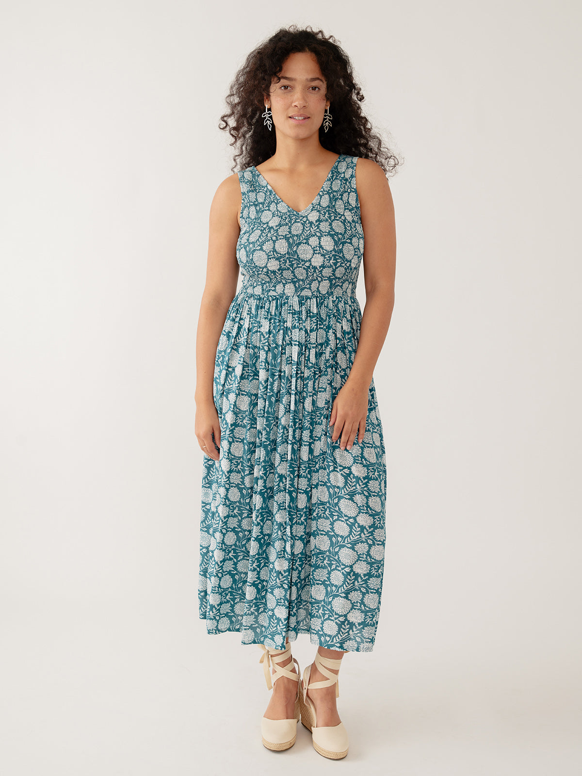 Lily V-Neck Sleeveless Dress - Teal Modal