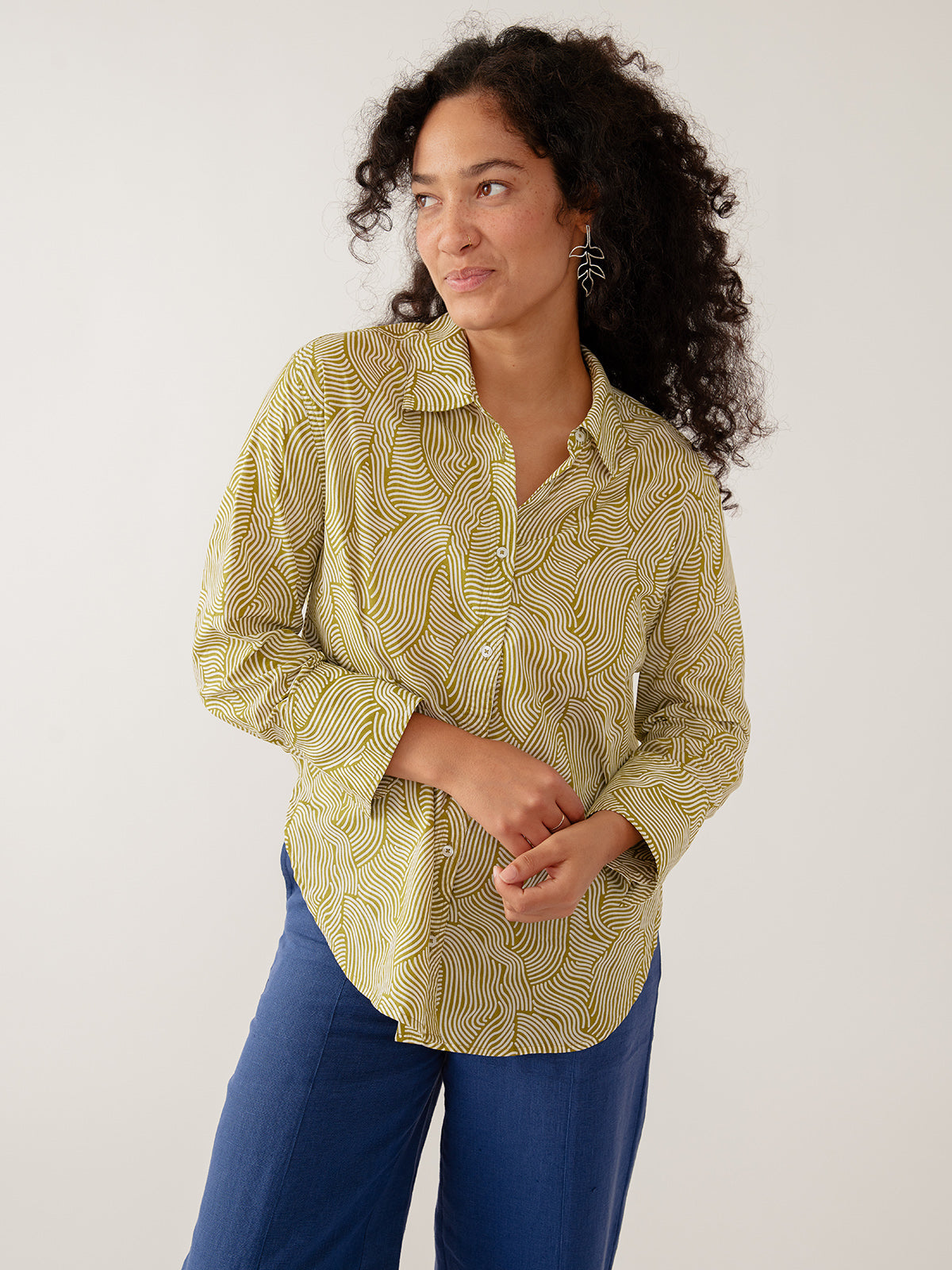 Mae Oversized Top - Waves Green