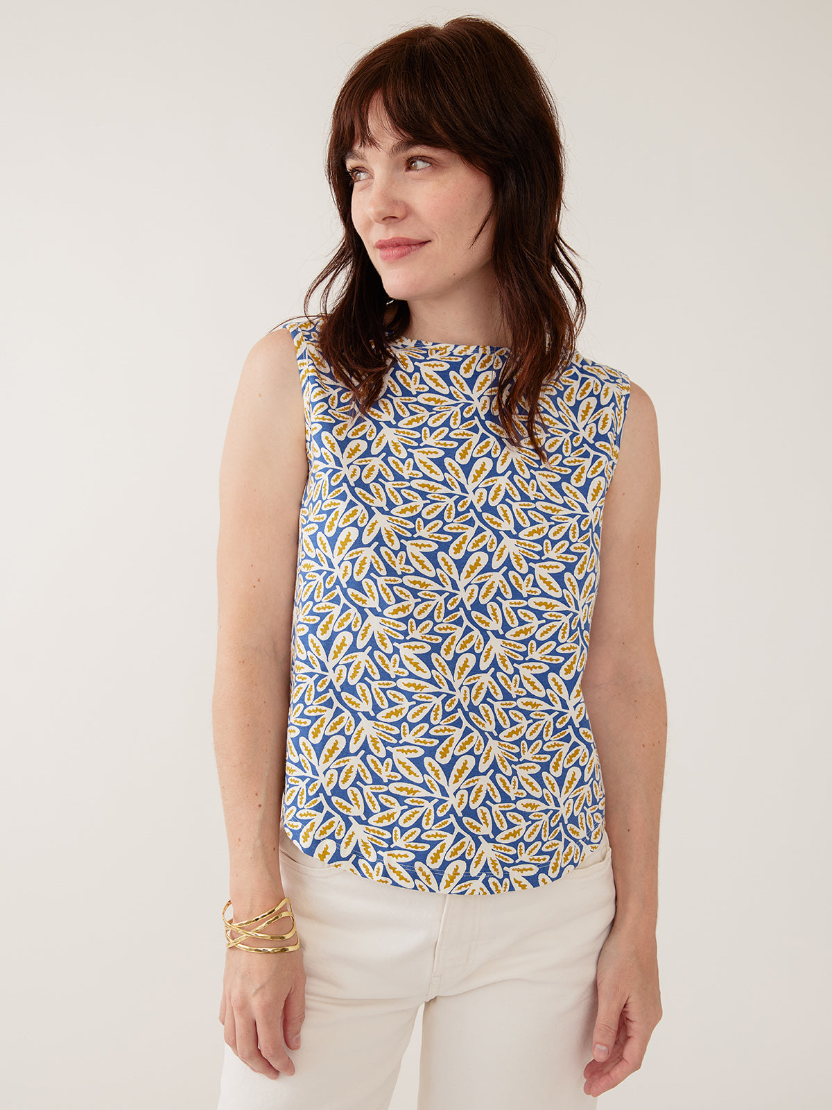 Millie Muscle Tee - Fern Beats Blue