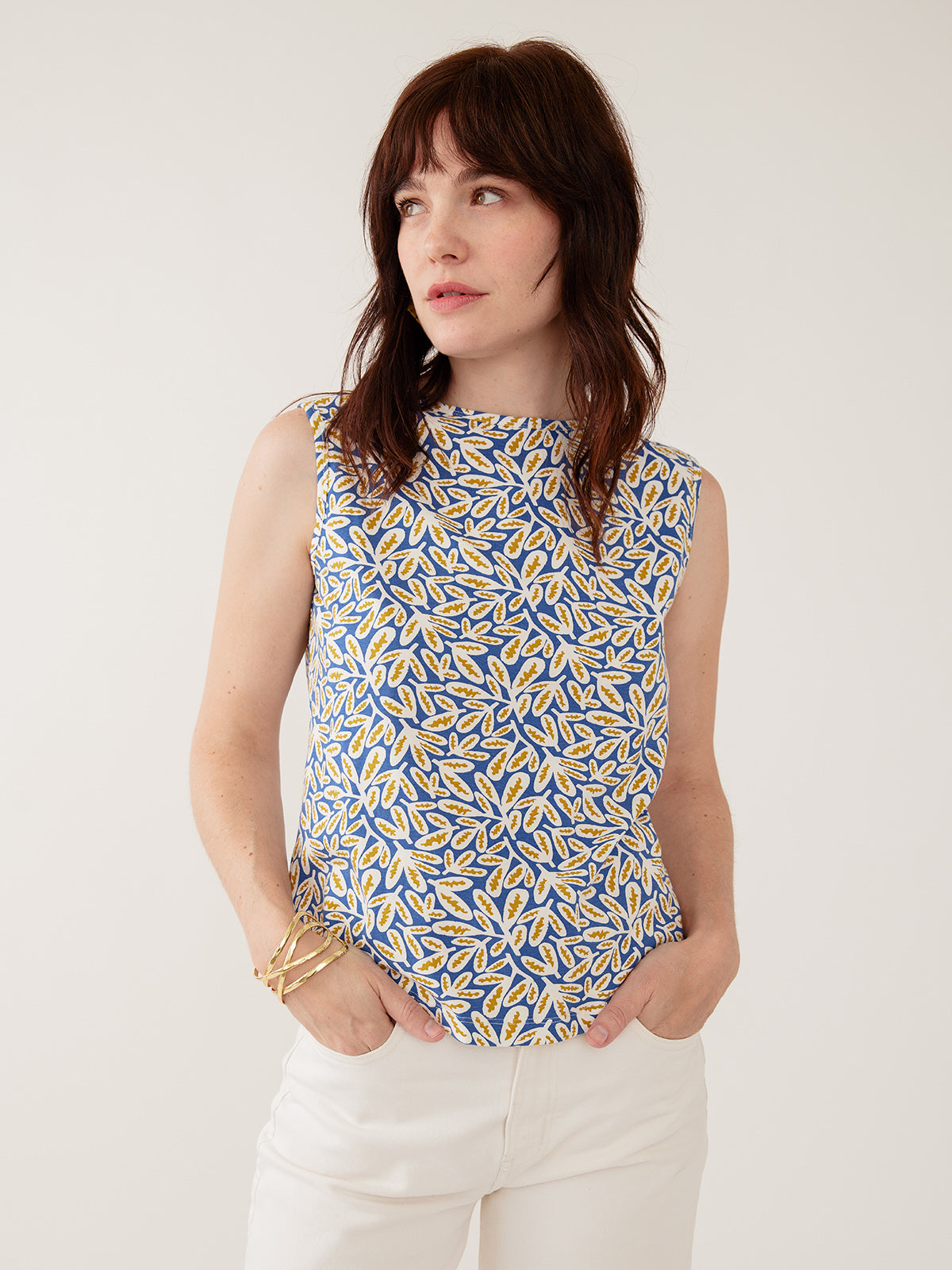 Millie Muscle Tee - Fern Beats Blue