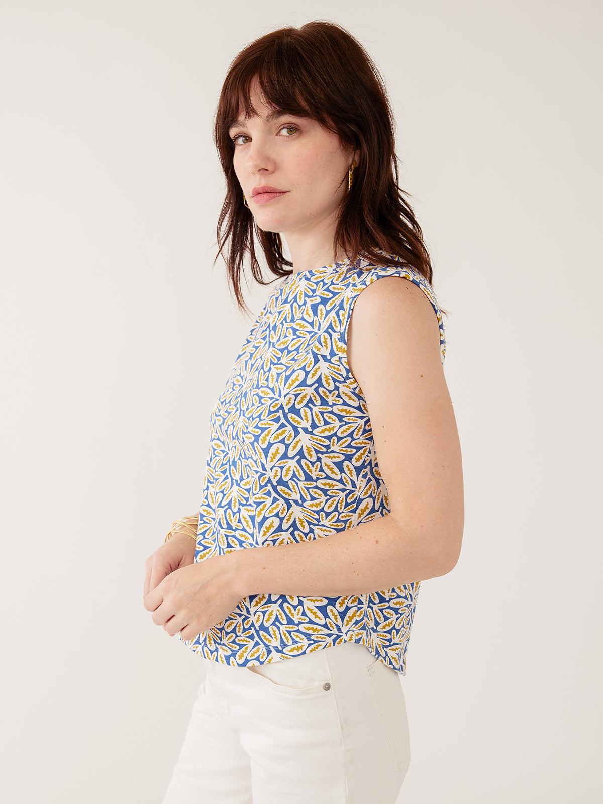 Millie Muscle Tee - Fern Beats Blue