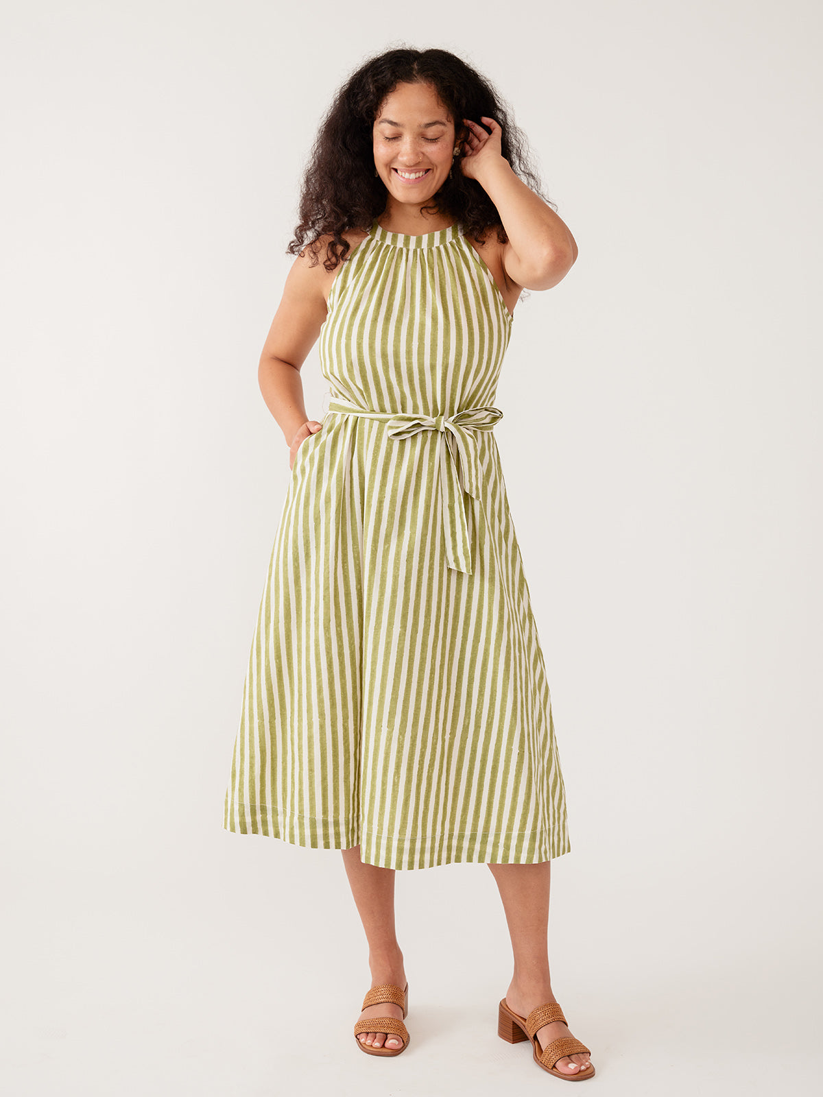 Miranda Dress Green Stripe