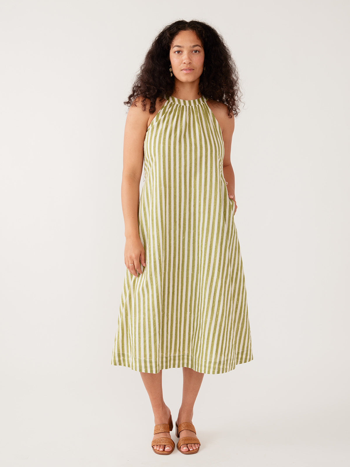 Miranda Dress Green Stripe
