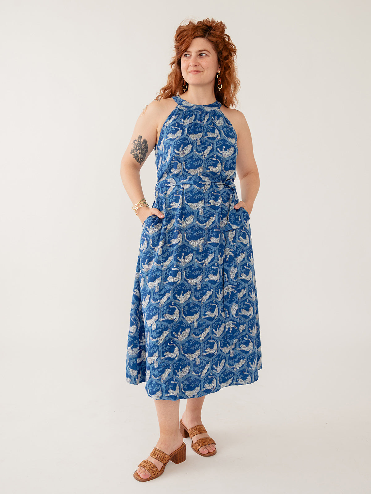 Miranda Dress - Indigo Tiger Nap Textured Dobby