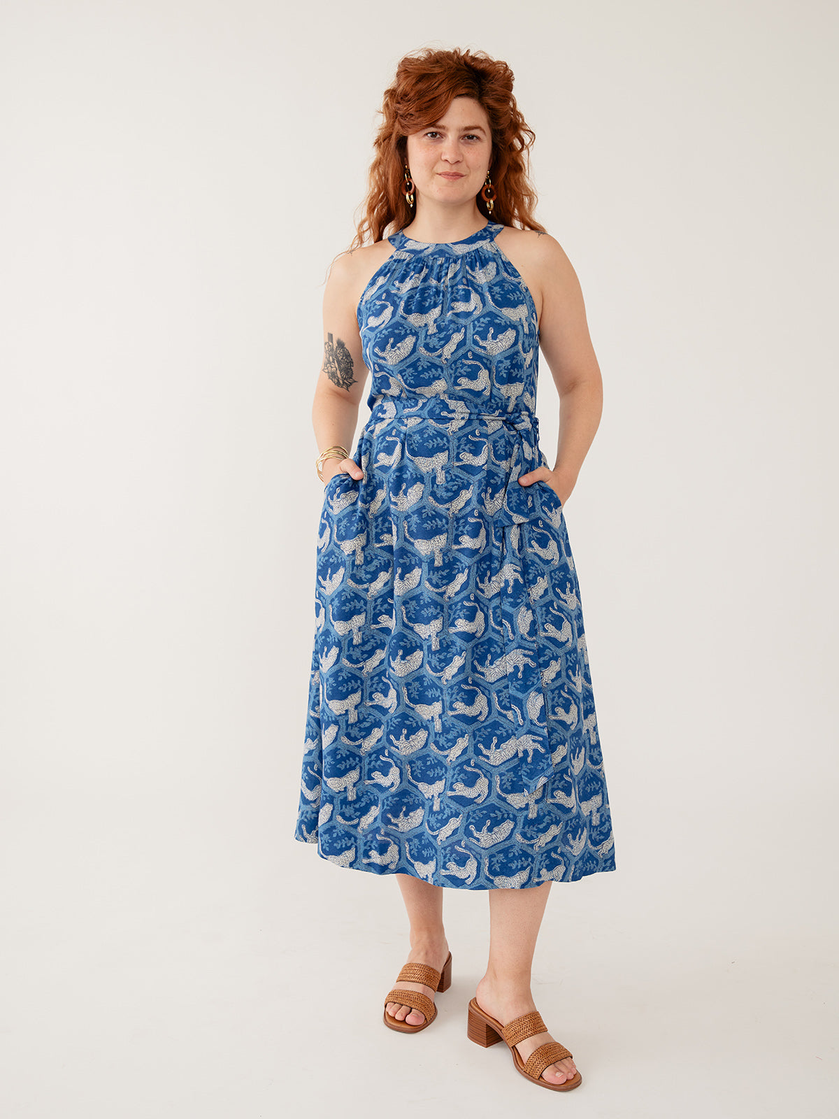 Miranda Dress - Indigo Tiger Nap Textured Dobby