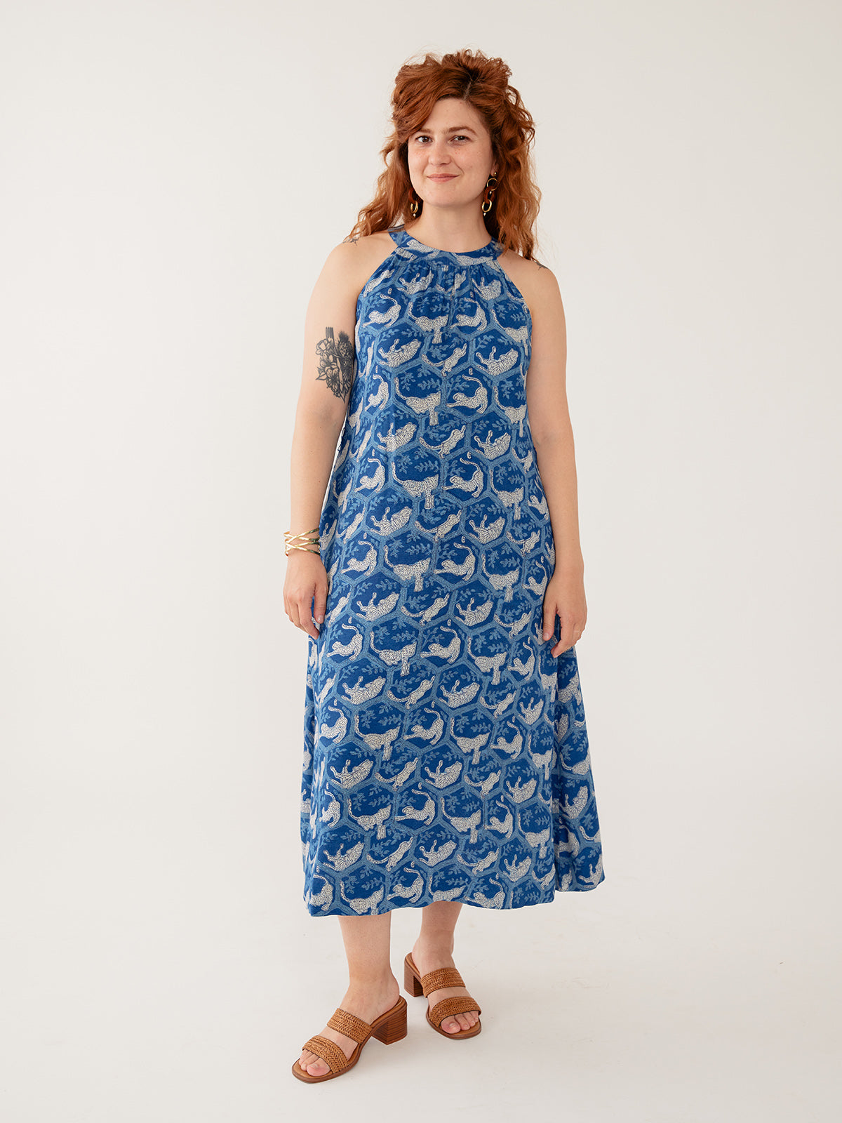 Miranda Dress - Indigo Tiger Nap Textured Dobby