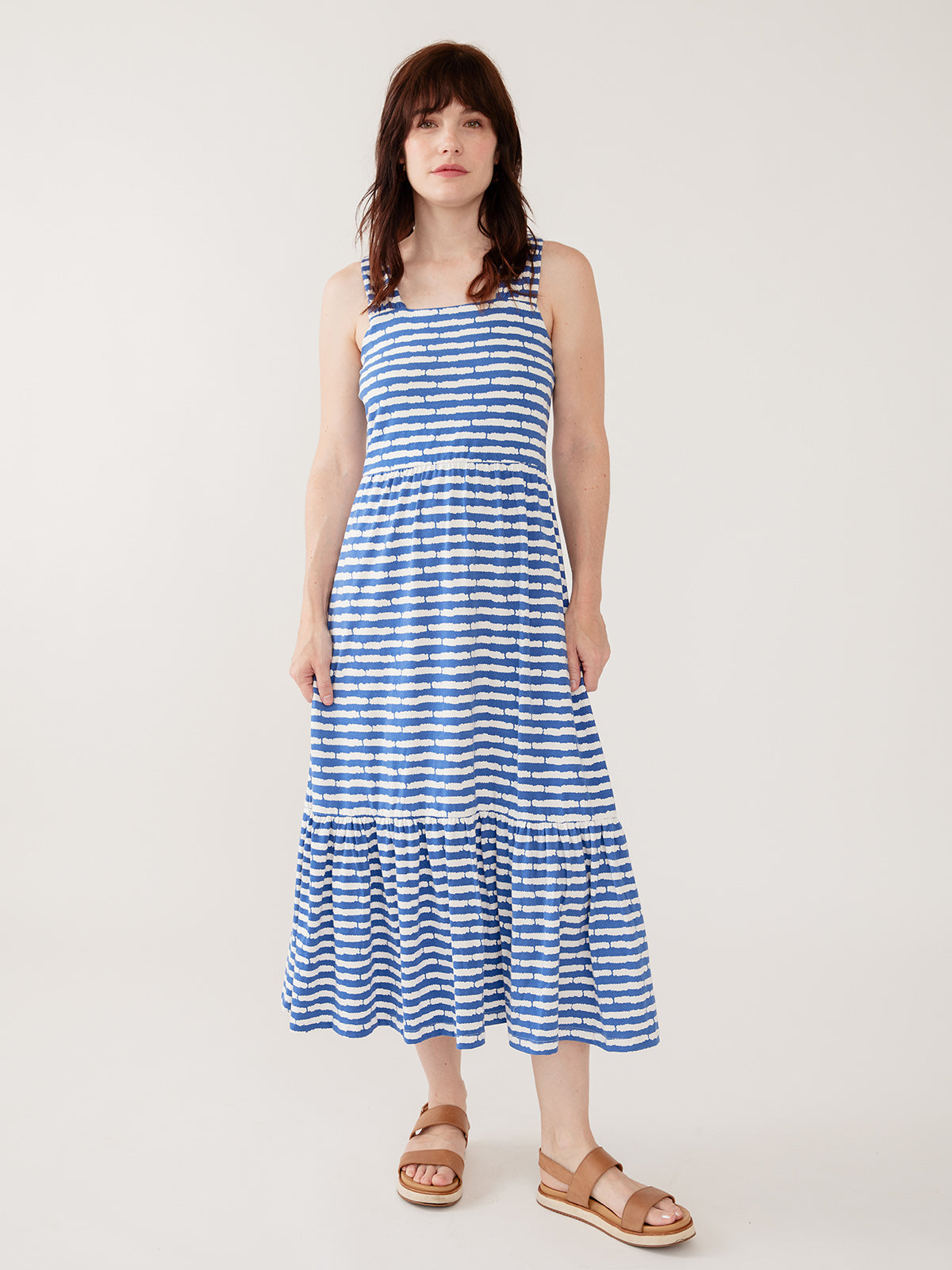 Opal Dress - Cobalt Split Stripe