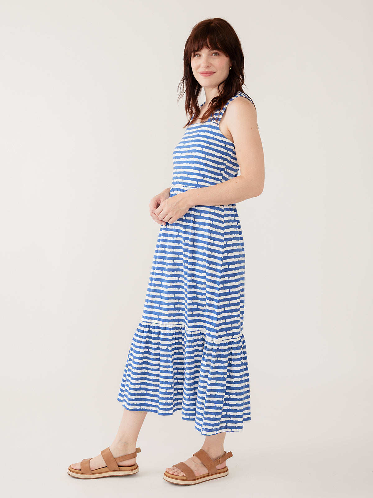 Opal Dress - Cobalt Split Stripe