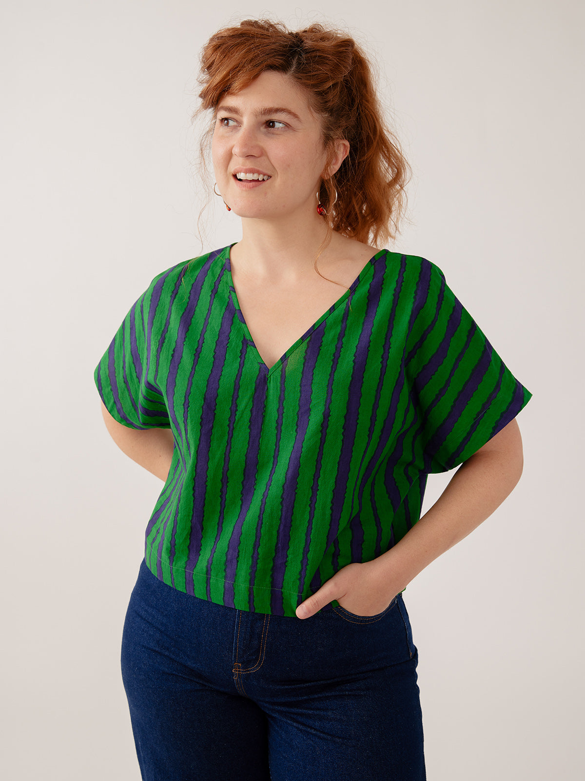 Riley V-Neck Dolman Top - Emerald