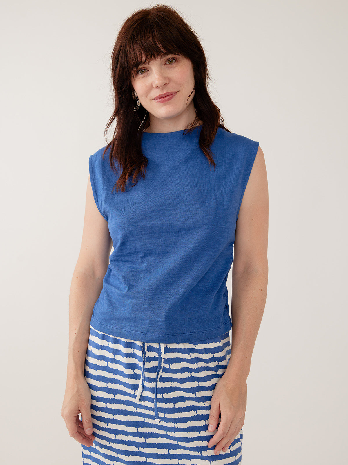 Ruched Top - Cerulean Slub