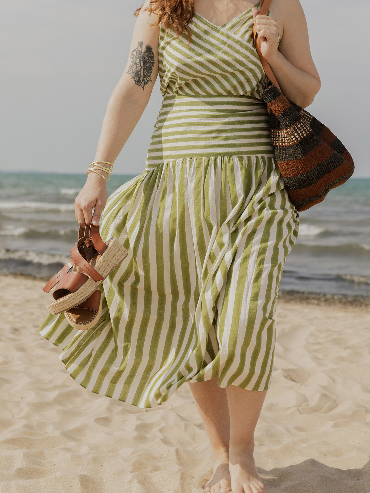 Sylvie Skirt - Green Stripe