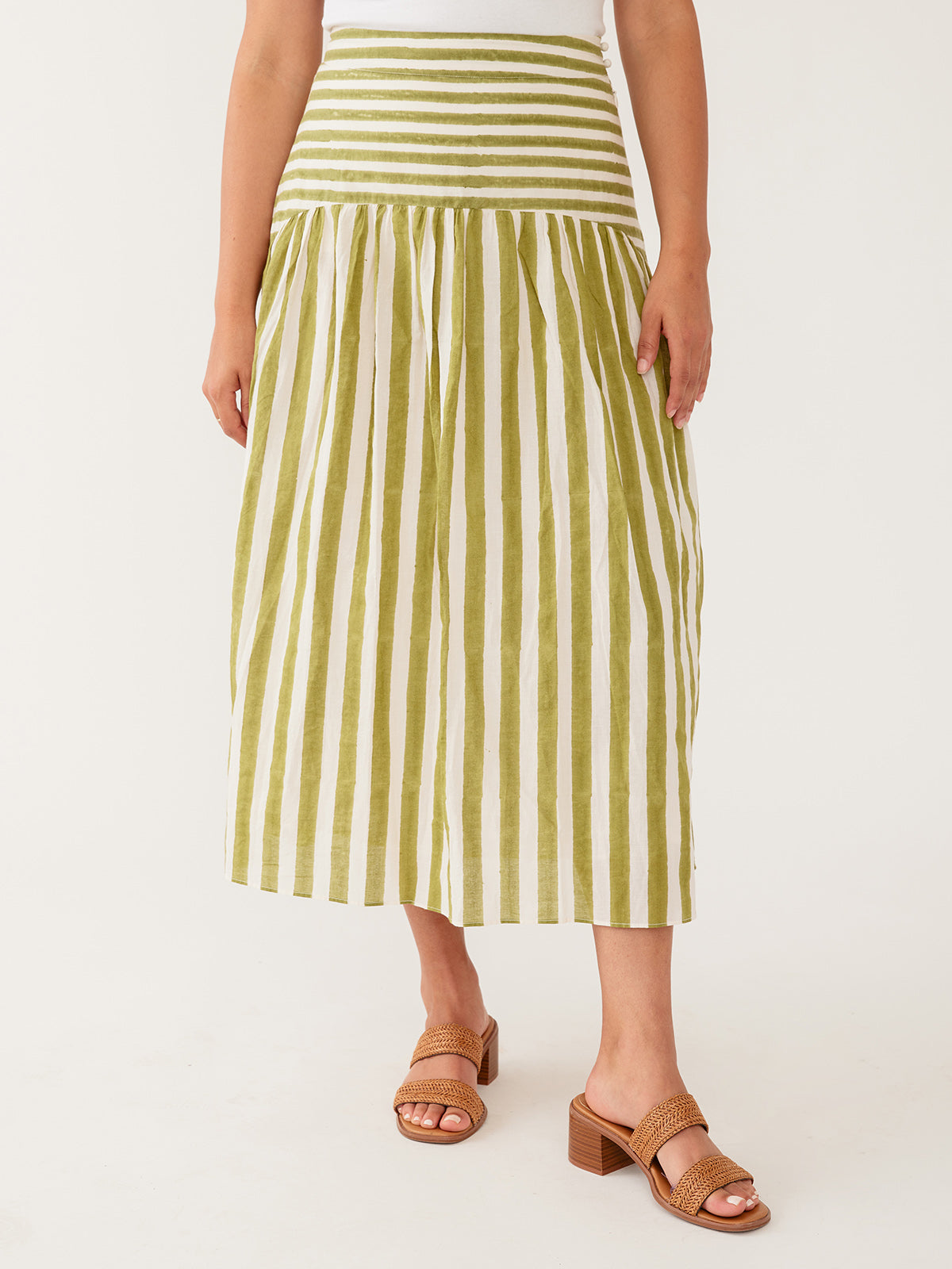 Sylvie Skirt - Green Stripe