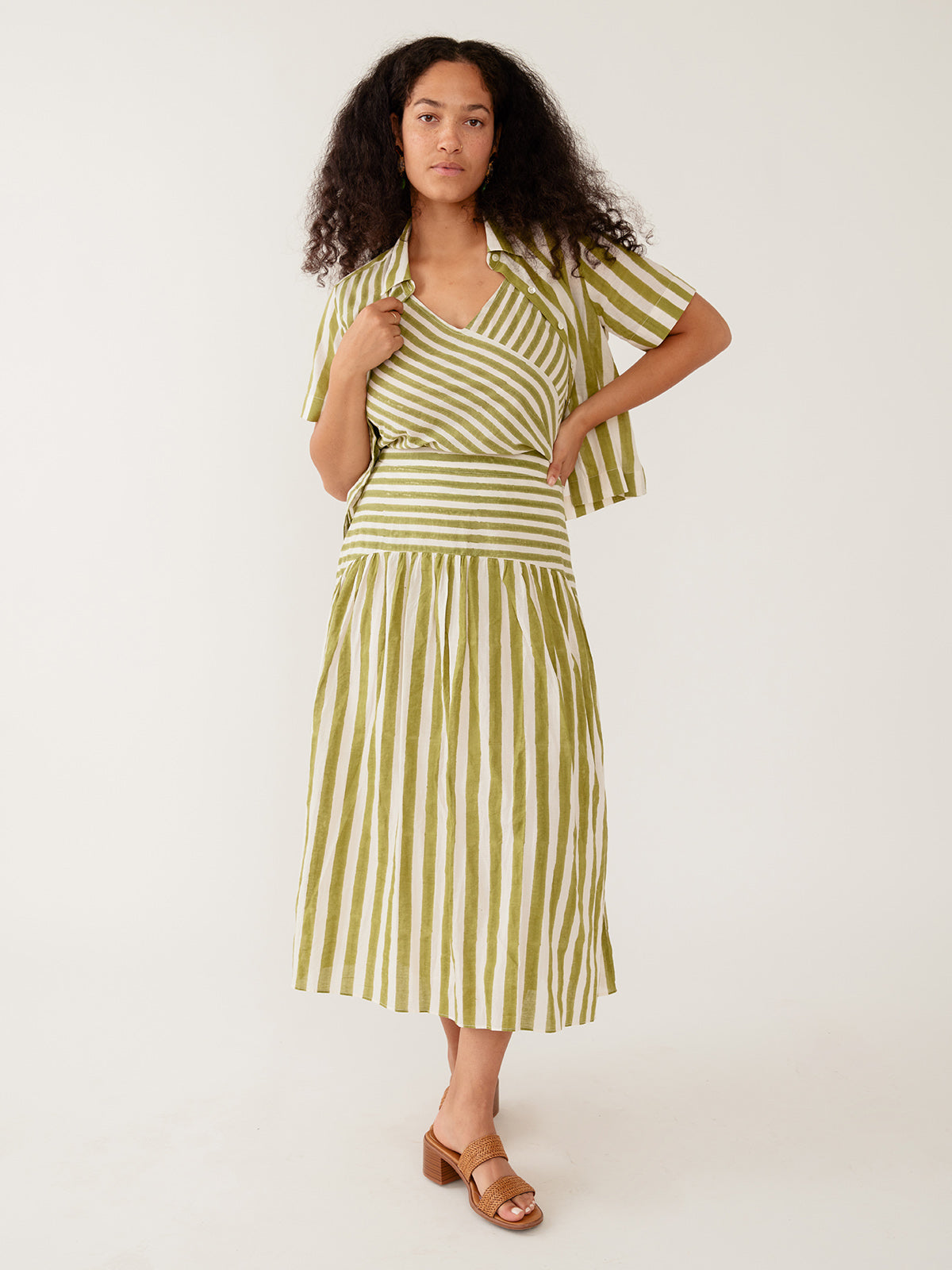 Sylvie Skirt - Green Stripe