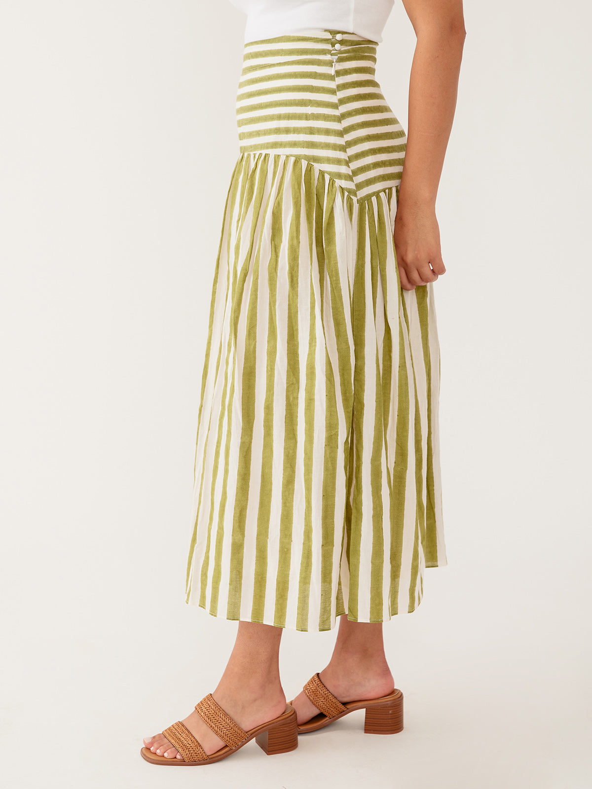 Sylvie Skirt - Green Stripe