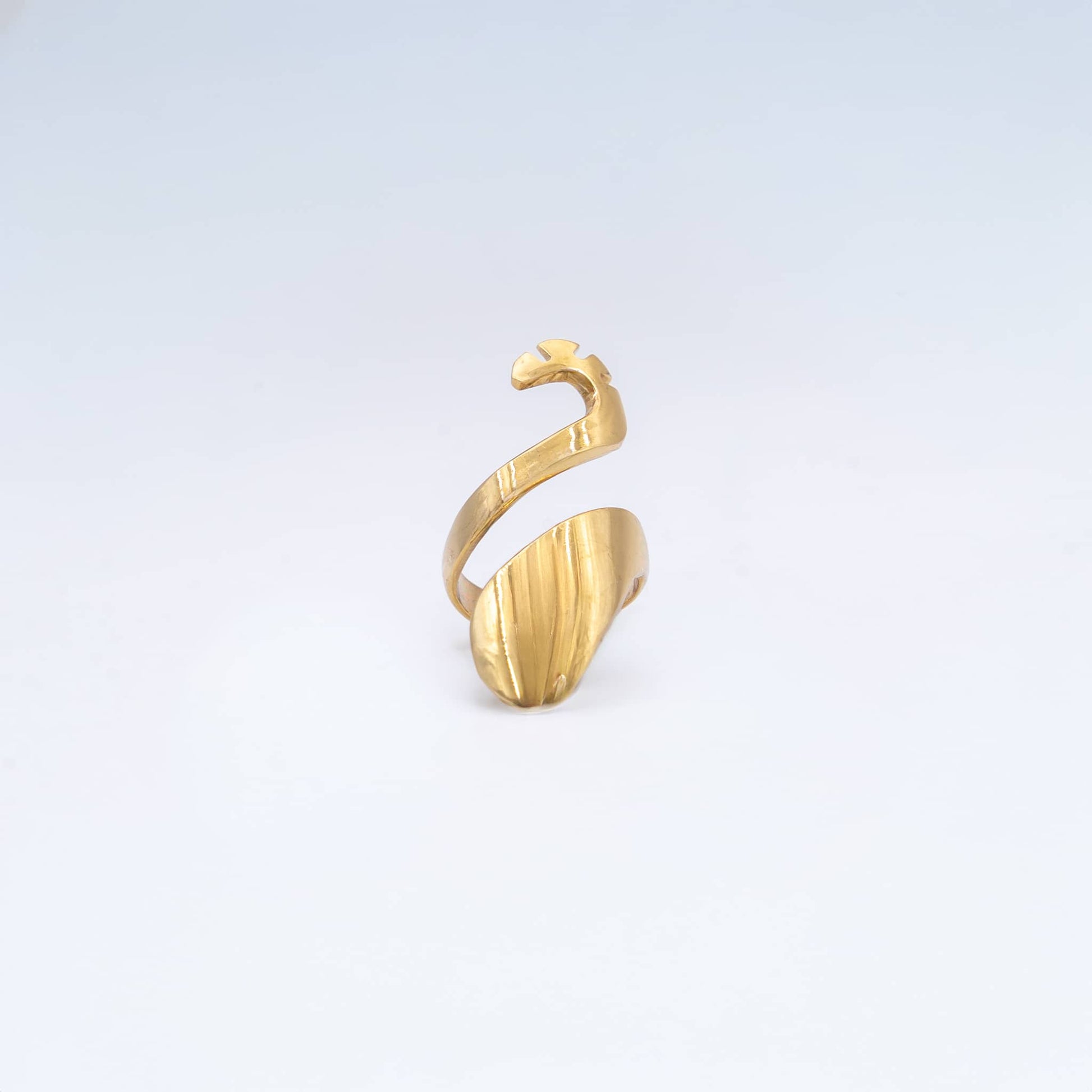 Brass Open Wrap Crossover Ring | Mau