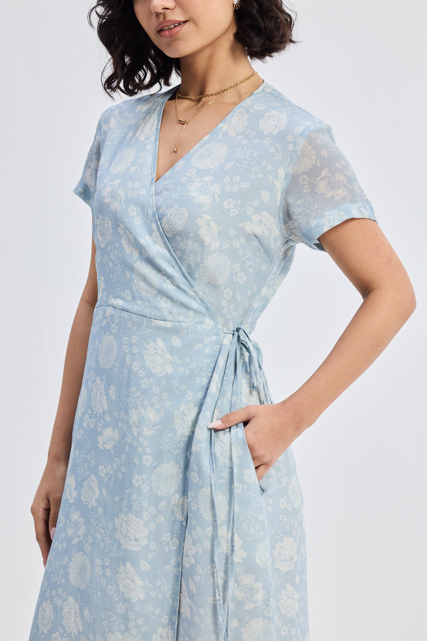 Maxi Wrap Dress in Florals Closeup