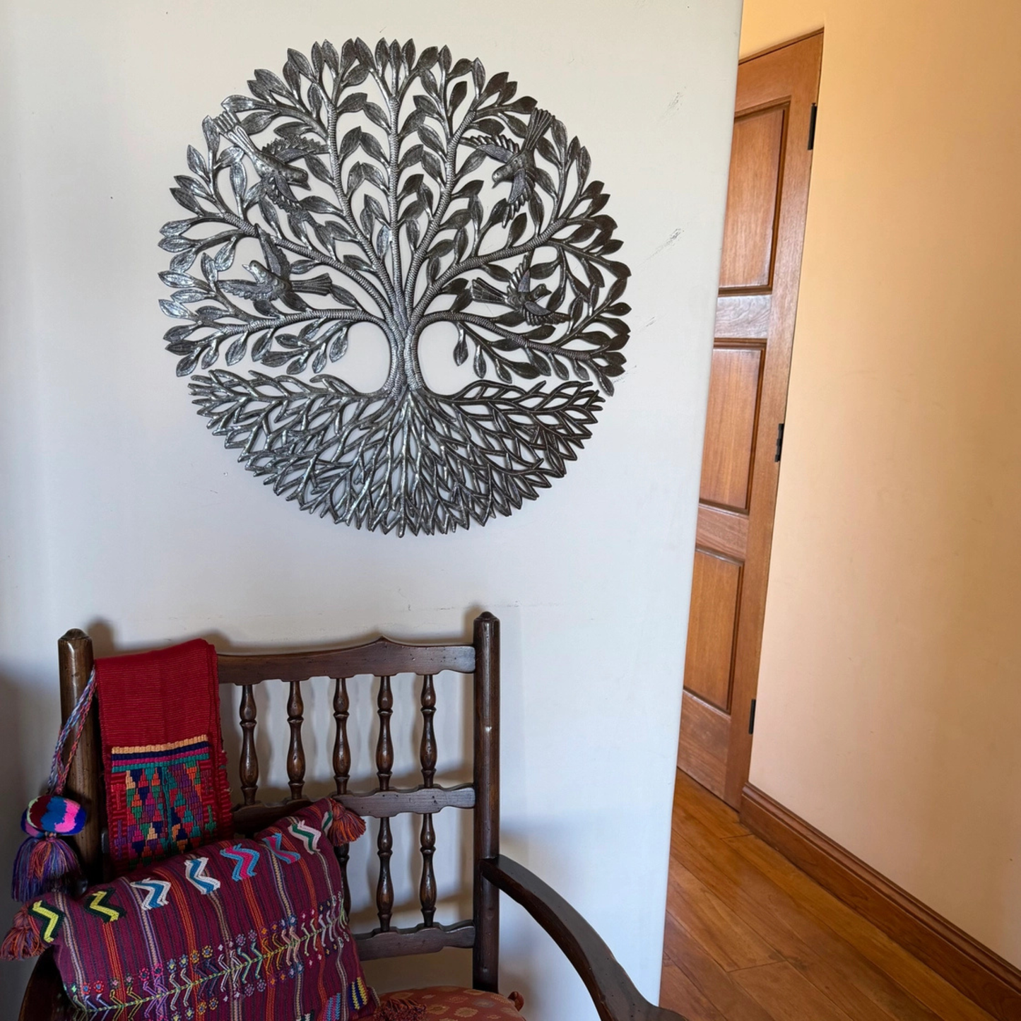 Tree of Life Birds Haitian Metal Wall Art 23" Fair Trade 