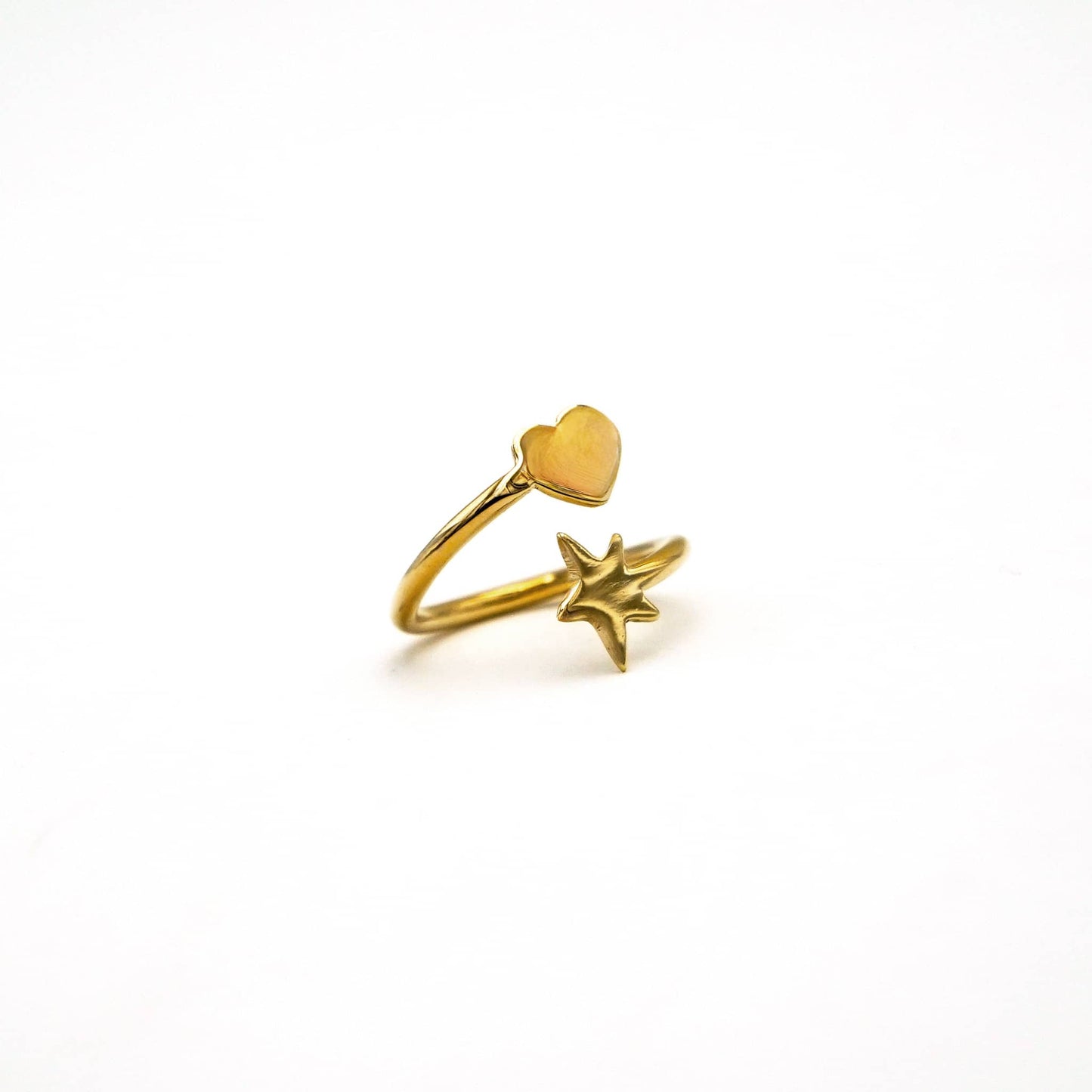 Brass Star and Heart Wrap Ring | Mira Ecodunia