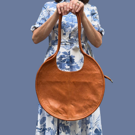 Leather Circle Purse (Natural)
