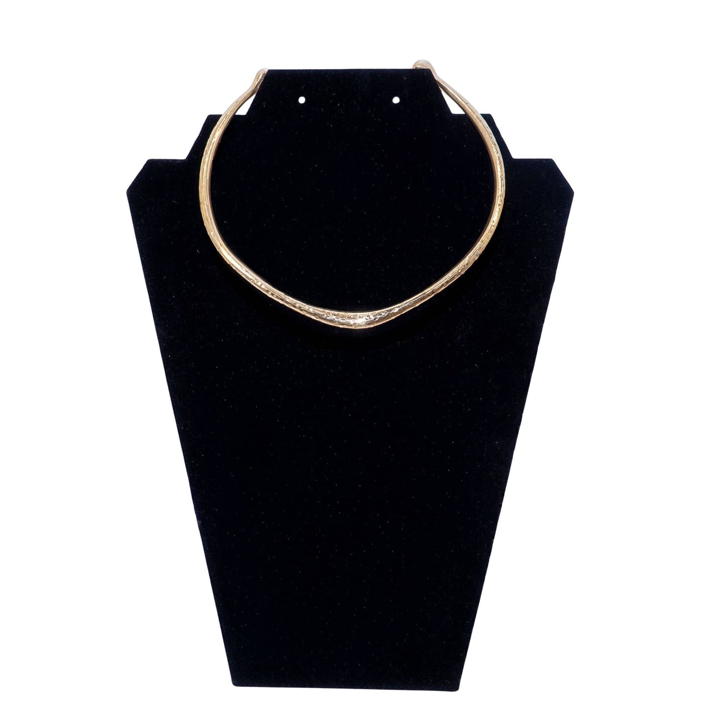 Msala wide neck cuff brass choker necklace on brass surface flat lay — Ecodunia