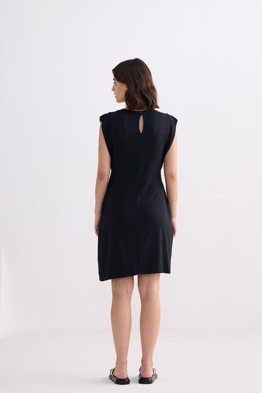 Muscle Tee Short Dress in Black Back