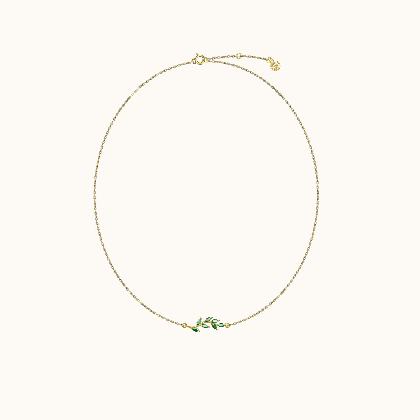Green CZ Leaves Necklace
