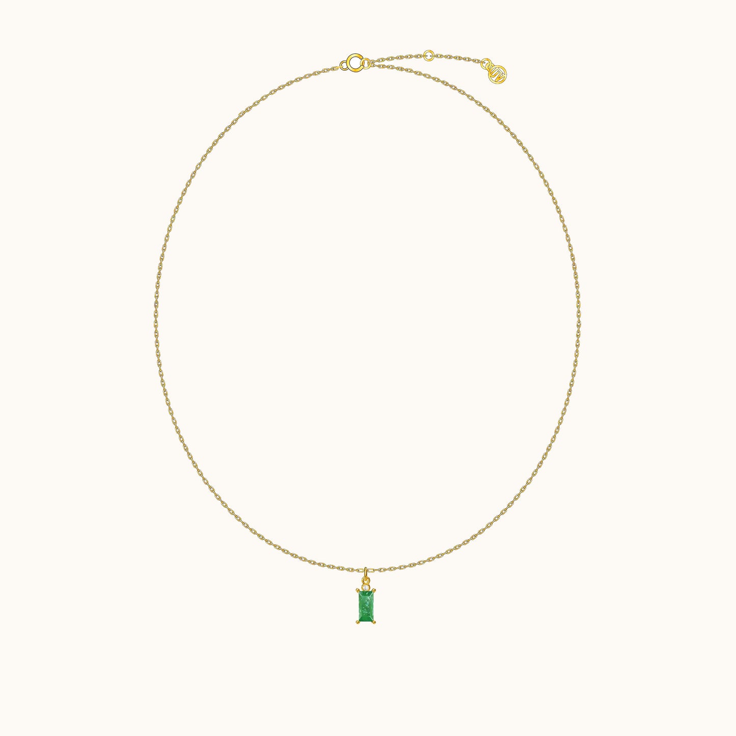 Sage Green Rectangle Gem Necklace