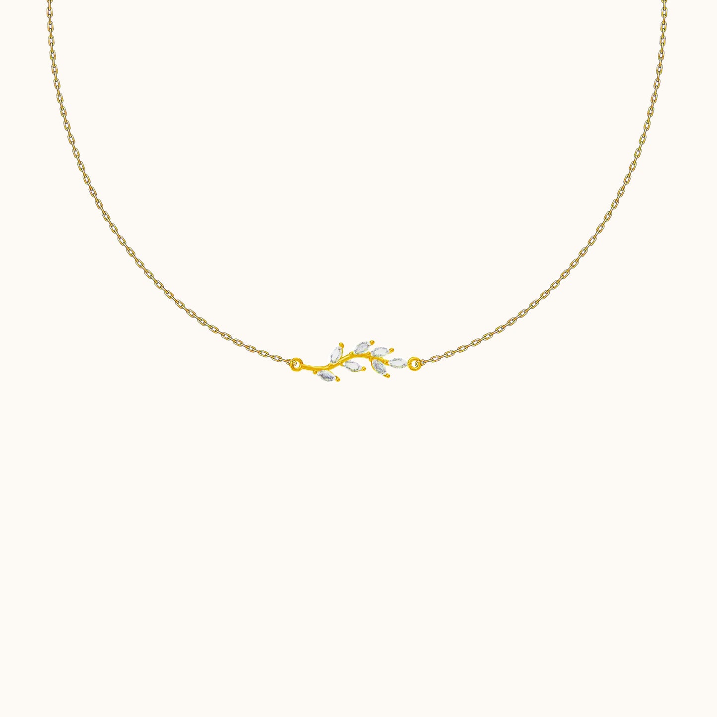 White CZ Leaves Necklace
