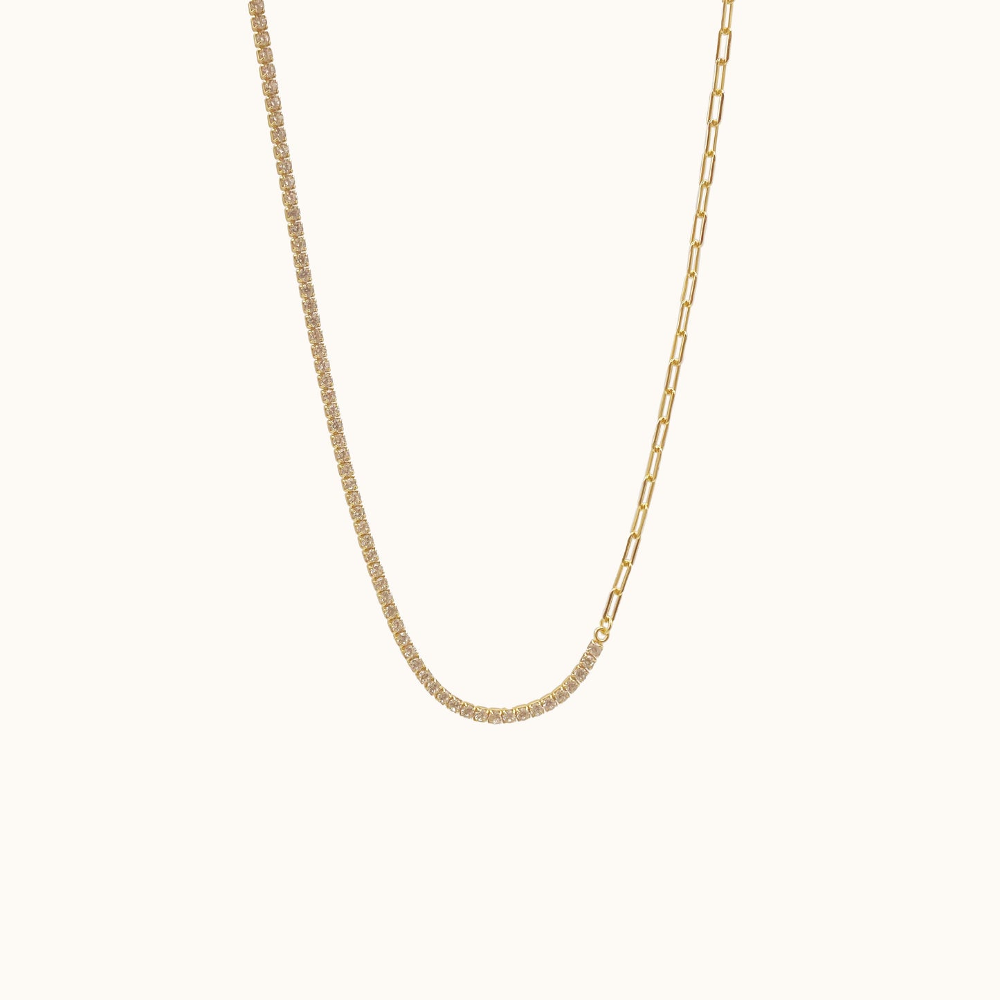 Paperclip Link and CZ Chain Necklace