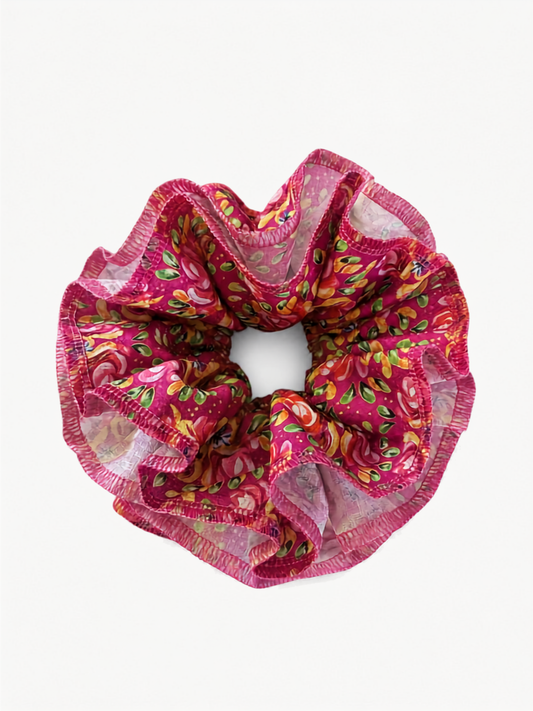 organic cotton Pink Floral scrunchie - Azaria | No More Nobody