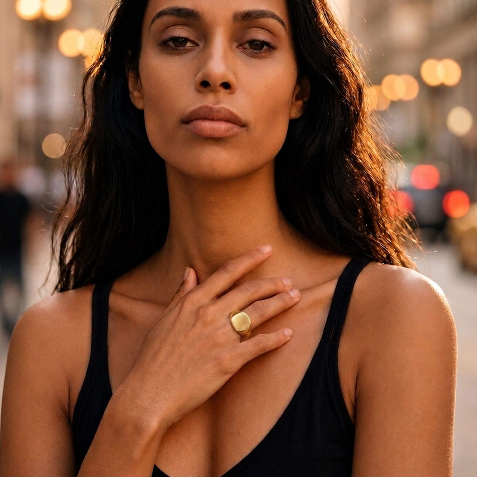 Smooth Brass Narrow Signet Ring | Bedi - EcoDunia