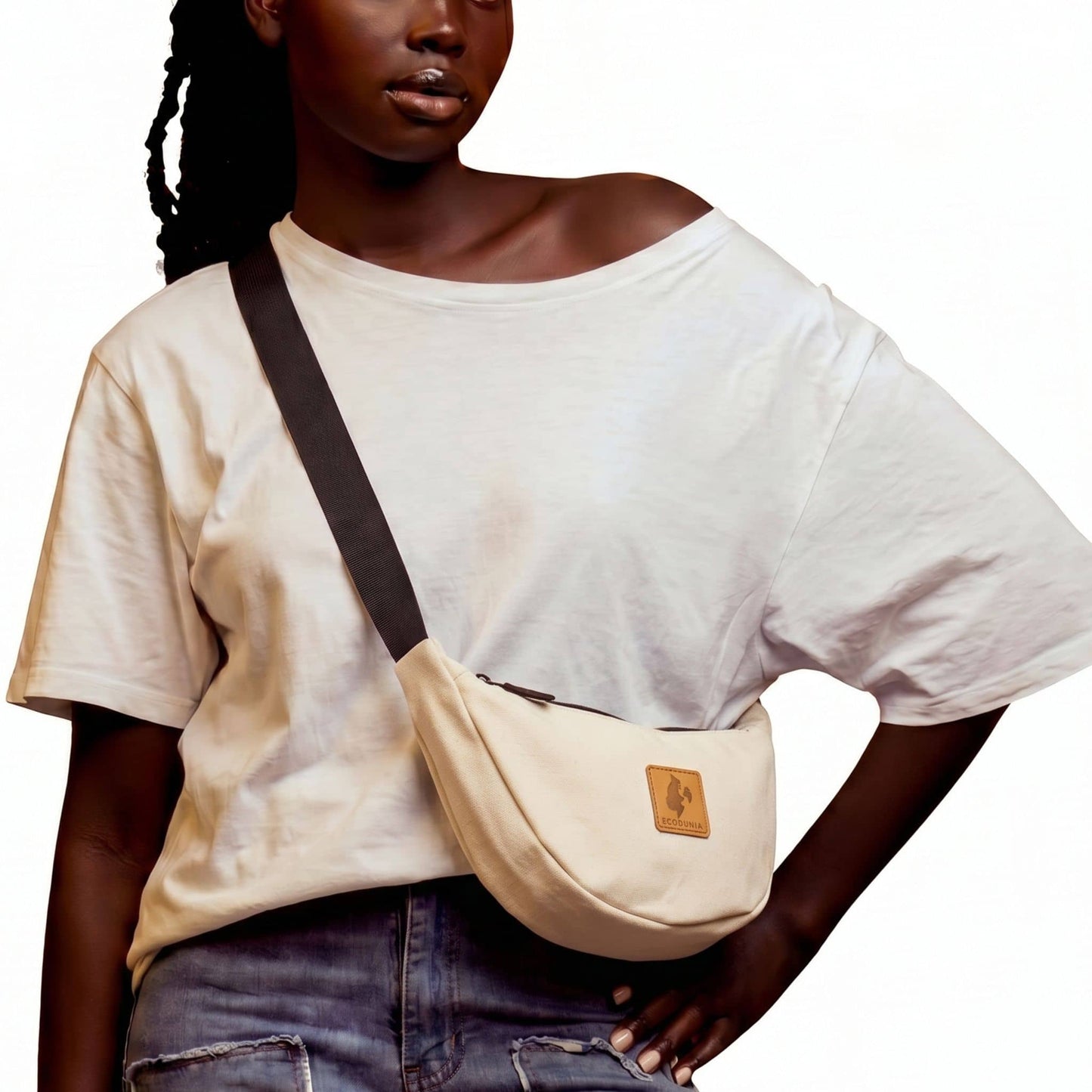 Canvas Forest Green Round Mini Shoulder Bag #color_natural
