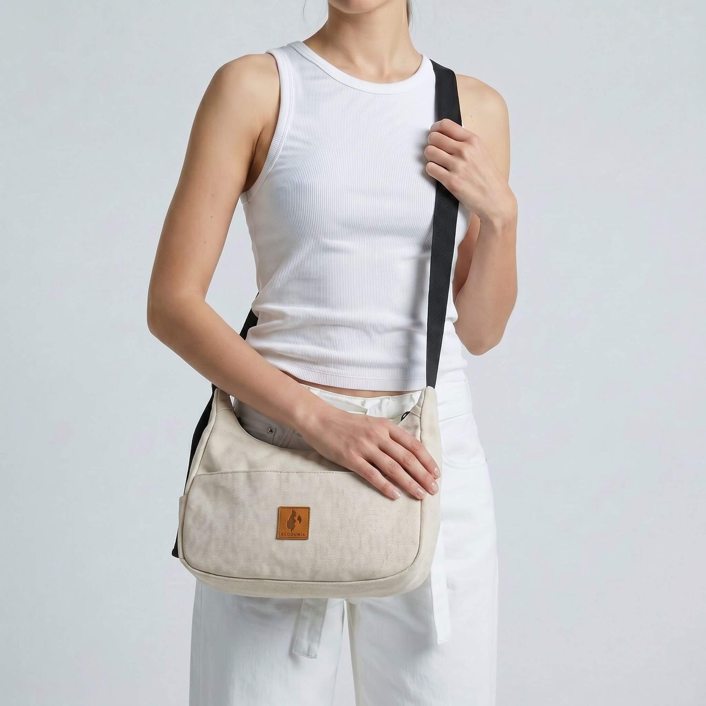 Canvas Shoulder Crescent Bag #color_natural
