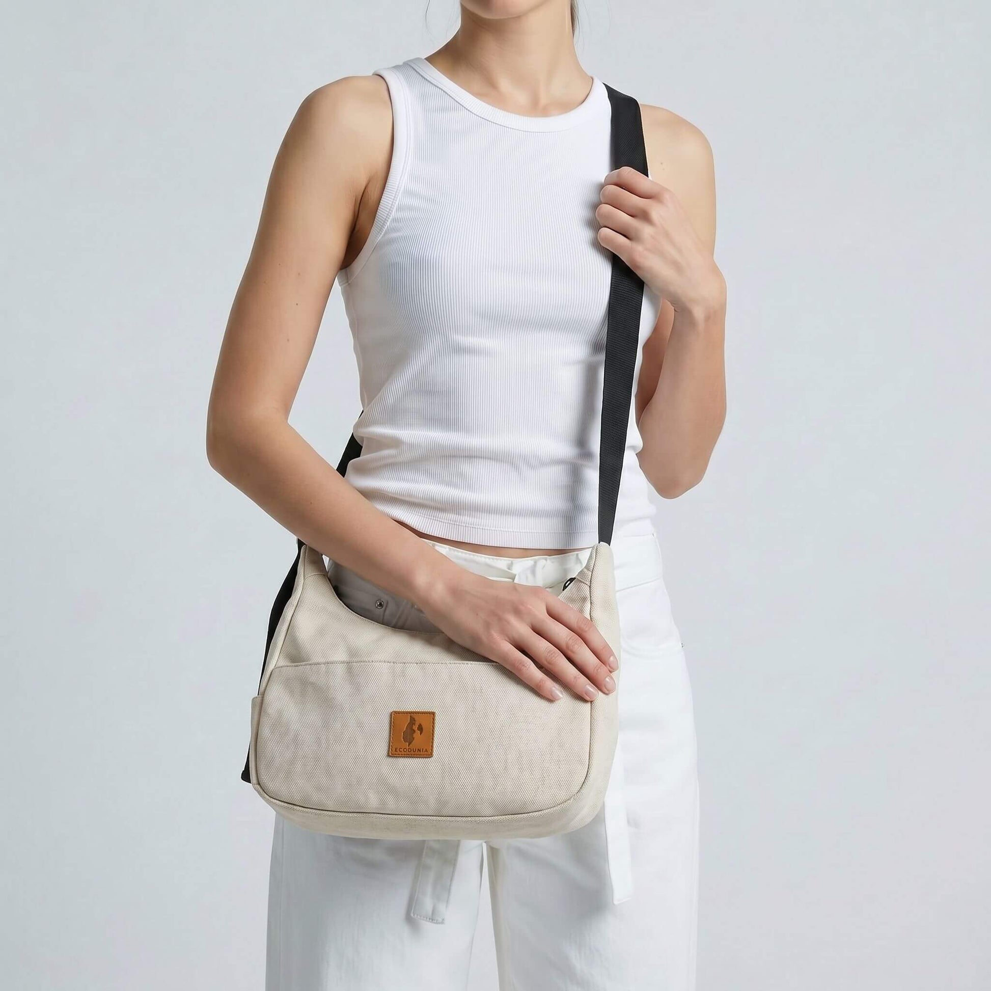 Canvas Shoulder Crescent Bag #color_natural