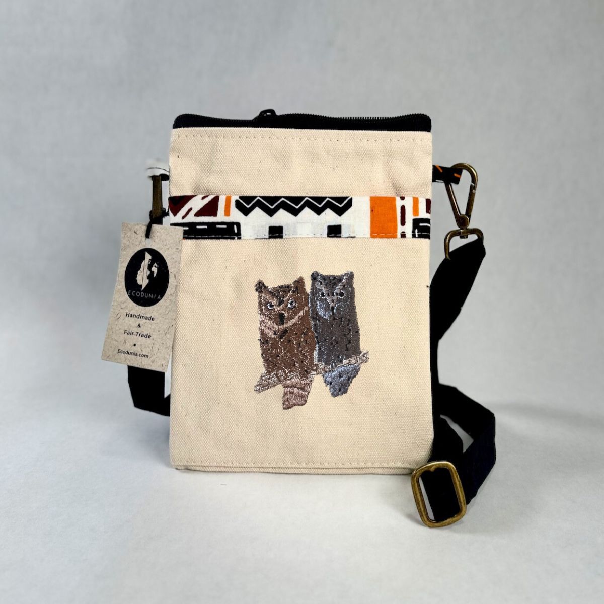 Owls Embroidered Canvas Crossbody Bag | Essentials