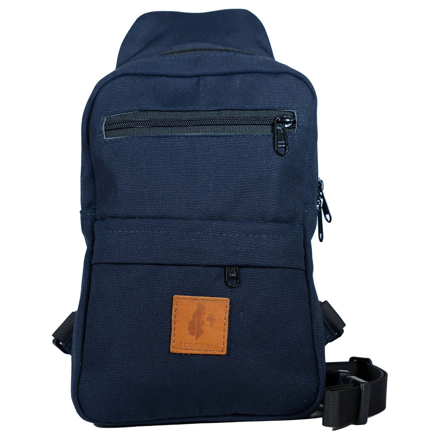 Umoja navy blue canvas sling bag flat lay #color_navy-blue